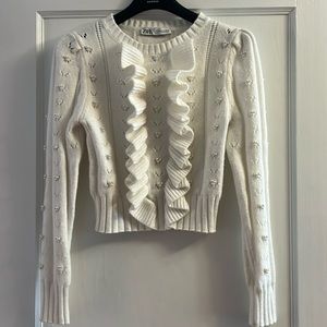 Zara cream knit L/S with pearl detail sz M